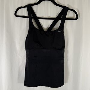 Nike Tank Top Women's Medium Black Adjustable Built In Bra Stretch Breathable
